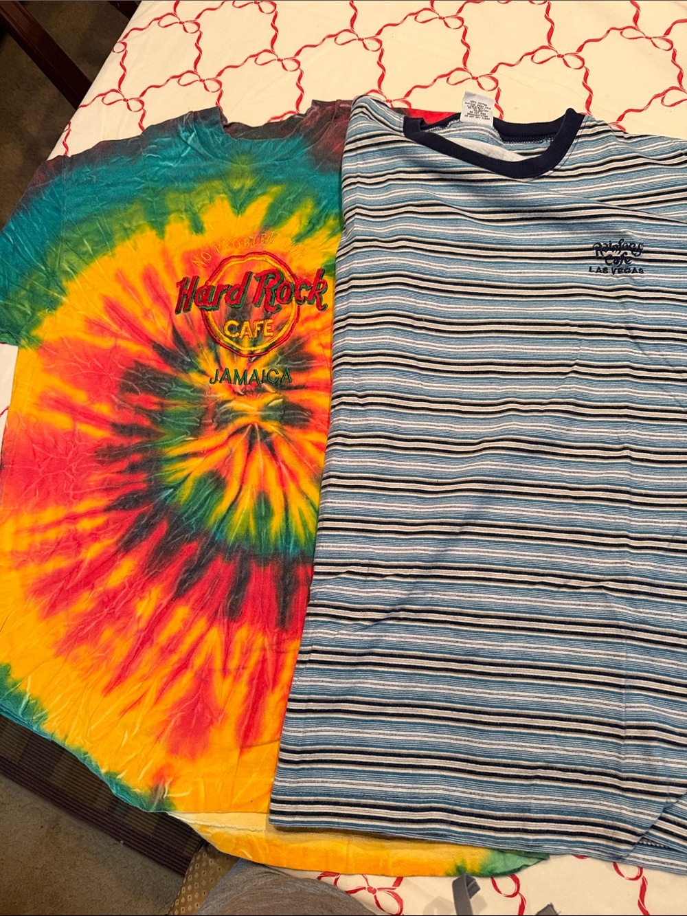 2 Hard Rock Cafe Jamaica Kids Tie-Dye and rainforest Café Blue striped Las vegas